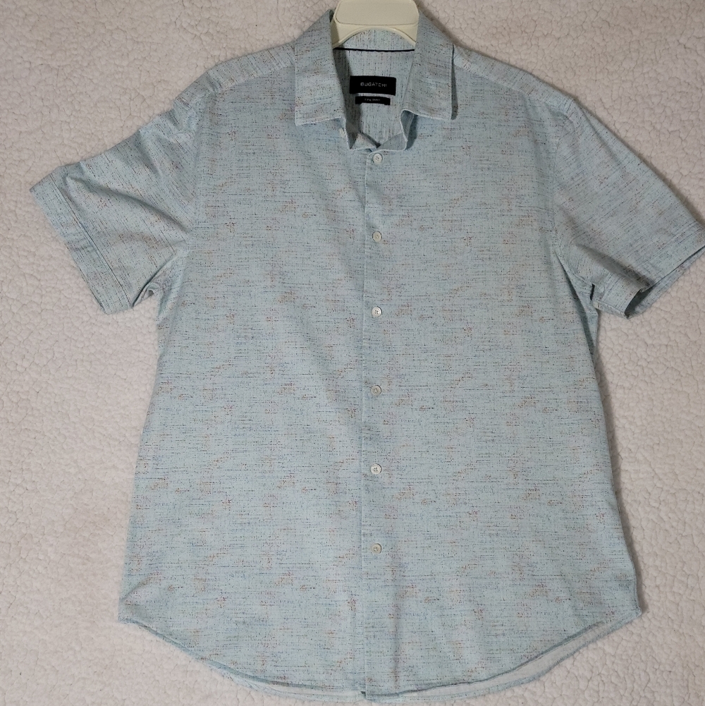 Bugatchi Sky Blue Patterned Button Down Shirt Siz… - image 1